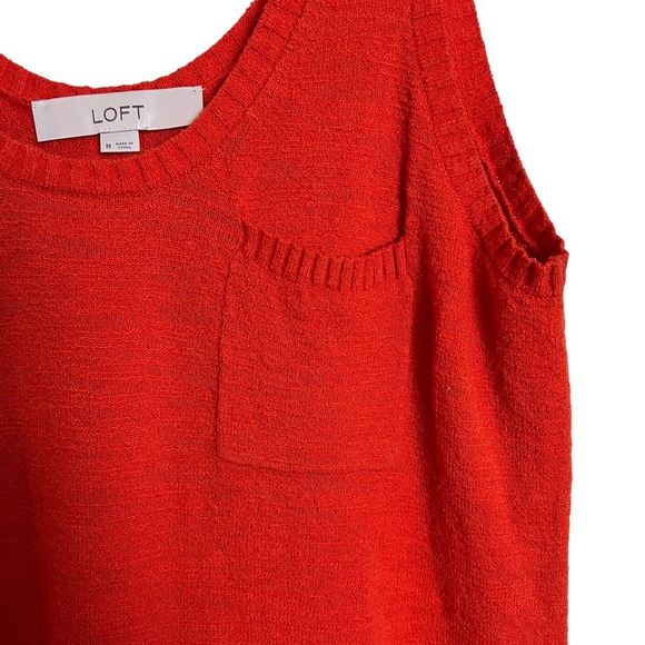 SOLD LOFT Orange Sleeveless Sweater Knit Summer Tank Top Size Medium - Picture 2 of 8